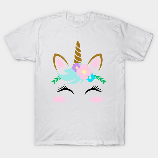 Pretty Little Unicorn Face T-Shirt by DesignsbyDonnaSiggy